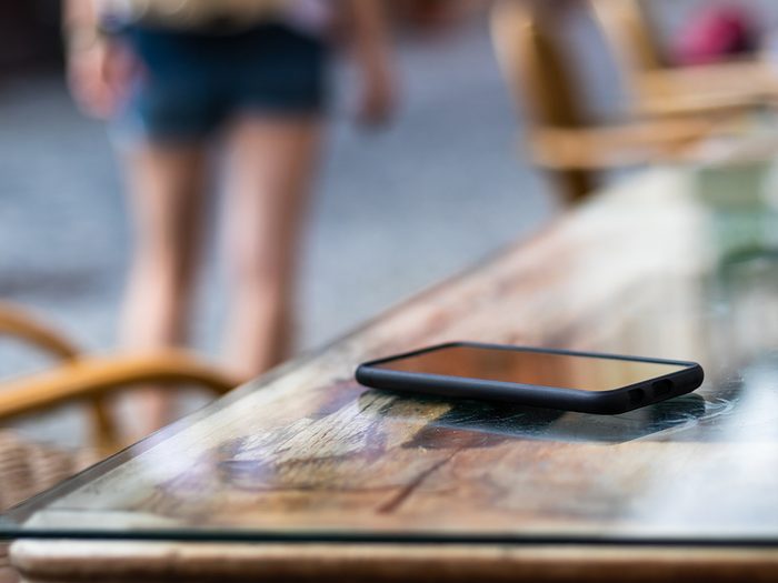 Lost phone left behind on restaurant table