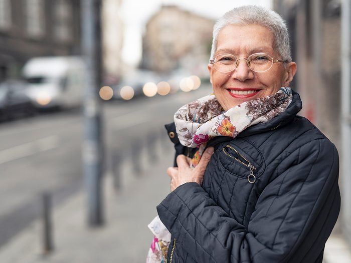 How to live to 100 - happy mature woman in city
