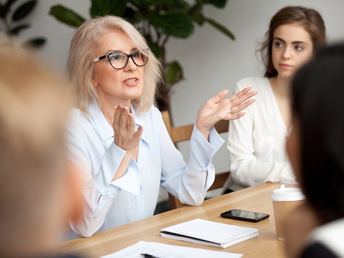 How to speak up for yourself - confident woman at work meeting