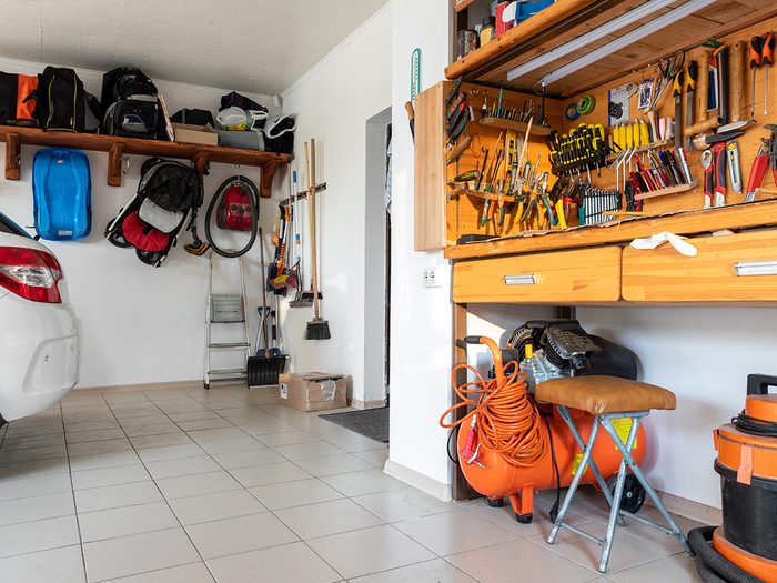 Organized garage and workshop zone