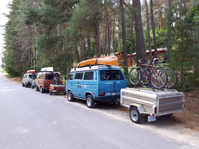 Road Trip Trailers - VW Westfalia Camper Vans In A Row