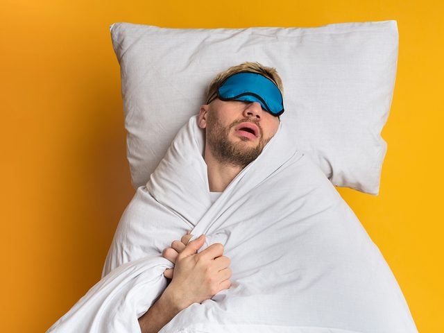 Sleep jokes - funny man in sleeping mask