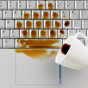 Spilled coffee on laptop