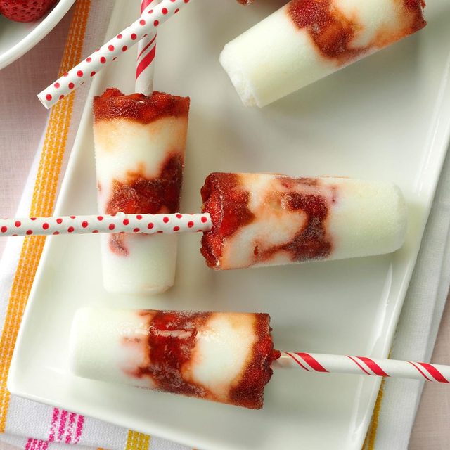 Strawberry-Rosemary Yogurt Pops - popsicle recipes