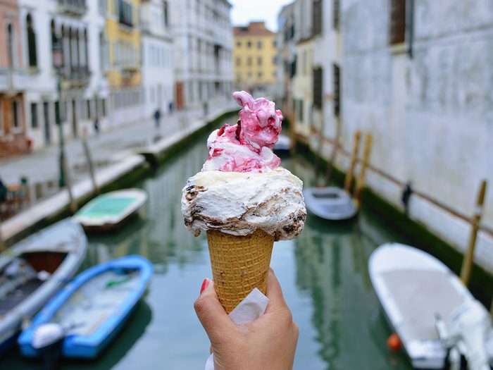 Gelato in Venice Italy canal