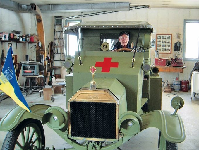 Model T Ambulance - Ken seated in the Model T.