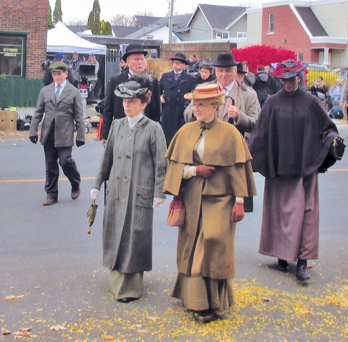 Murdoch Mysteries Filming Locations - background actors in downtown Cobourg, Ontario