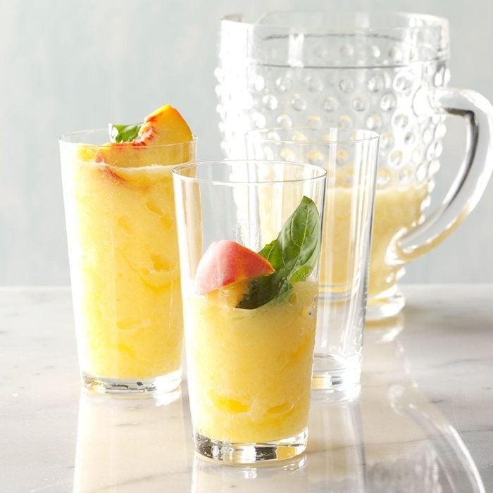 Peach-Basil Lemonade Slush - summer drinks