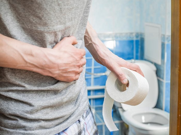 Stomach pain - Abdominal pain in a man in the toilet