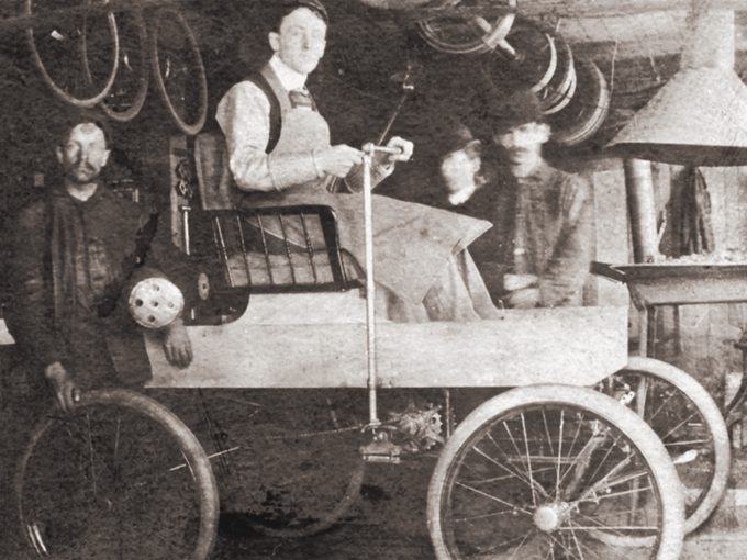George Foote Foss in his Fossmobile