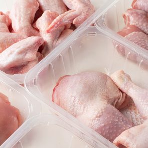 How to defrost chicken - chicken parts in plastic tubs