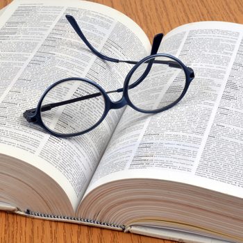 Thesaurus jokes - glasses on open book