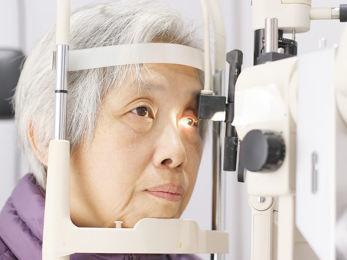 Mature women getting eyes tested