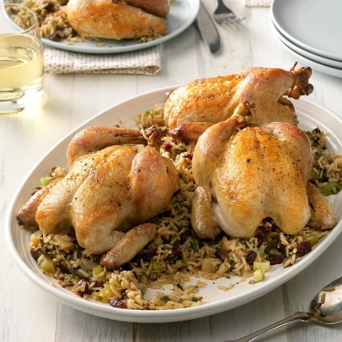 Cornish Hens with Wild Rice and Celery