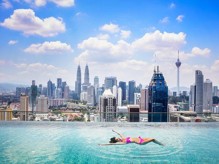 Best places for solo travel - rooftop pool in Kuala Lumpur