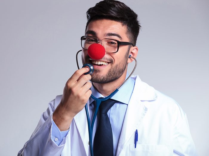 Doctor with funny nose