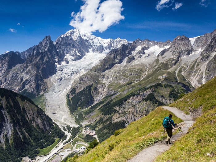 Mont Blanc trail through Alps