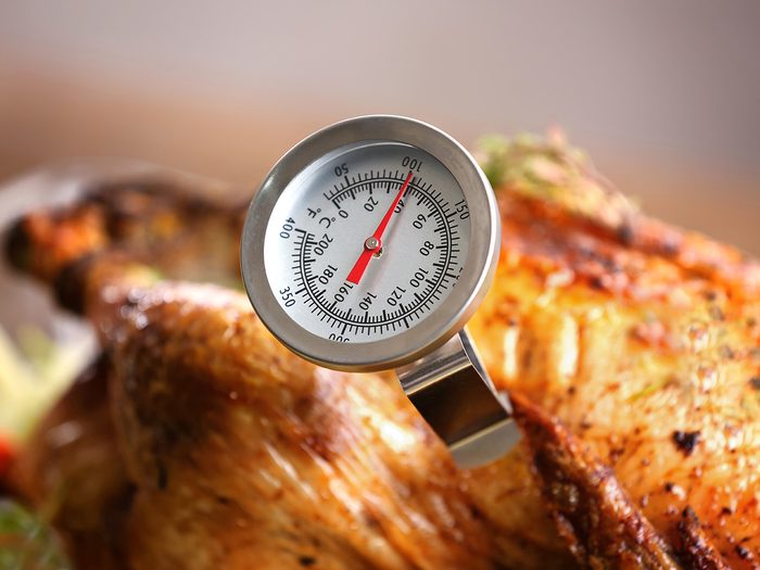 Roasted turkey with meat thermometer
