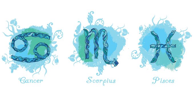 Zodiac water signs - Cancer Scorpio Pisces