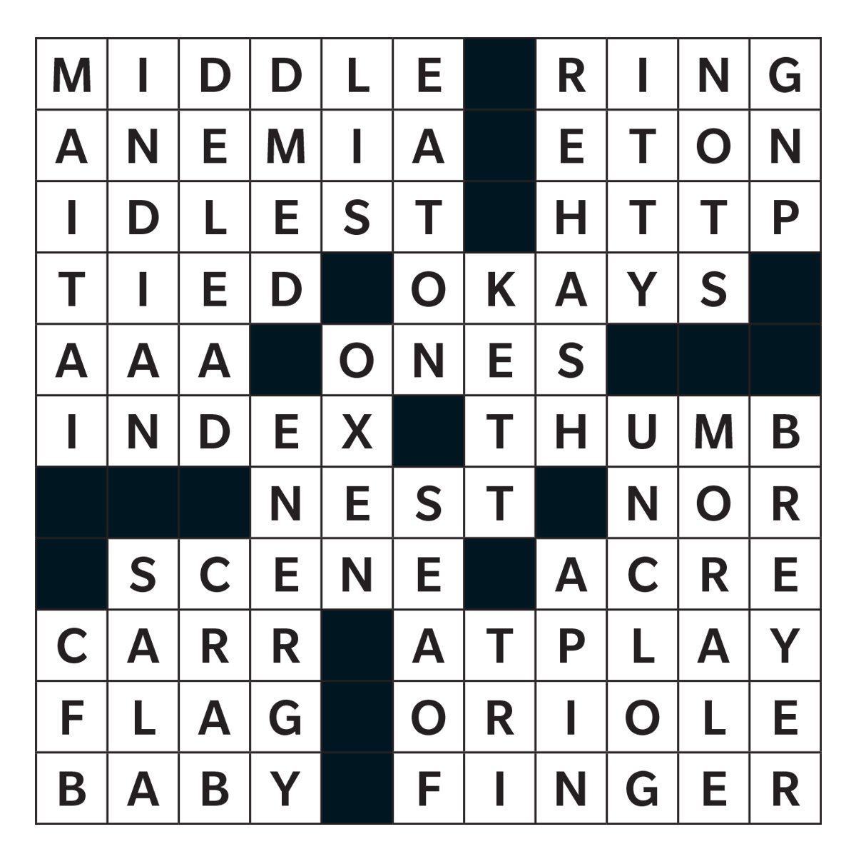 Printable Crossword Puzzle Answers - June 2022