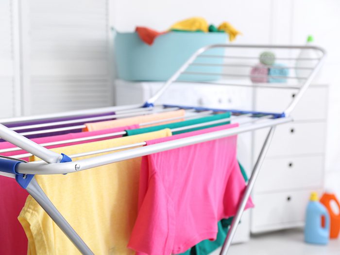 Hanging clothes to dry indoors