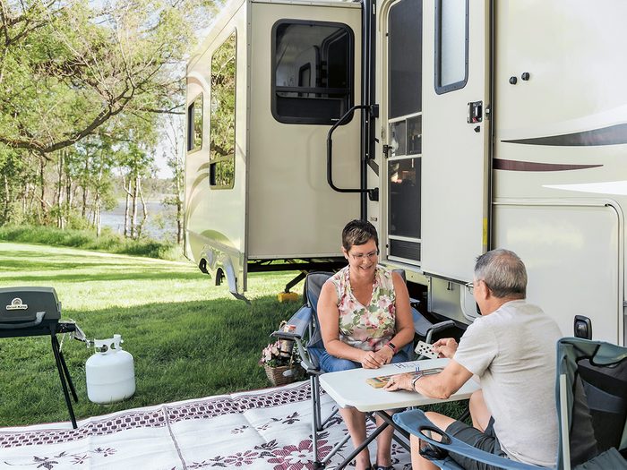 Full time RV living - Darrel and Brenda Frisken with their fifth wheel trailer