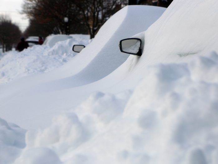 Worst snowstorm in Canada - cars buried under snow