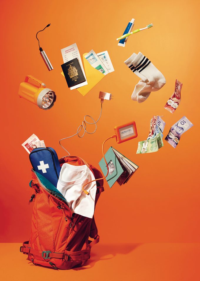 A photograph of a natural disaster emergency kit.