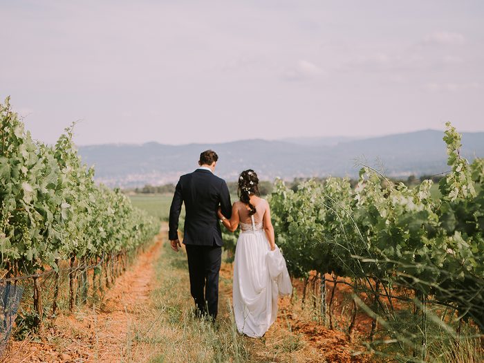 Bride and groom in Provence, France