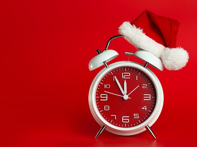Canadian Christmas facts - alarm clock with Santa hat
