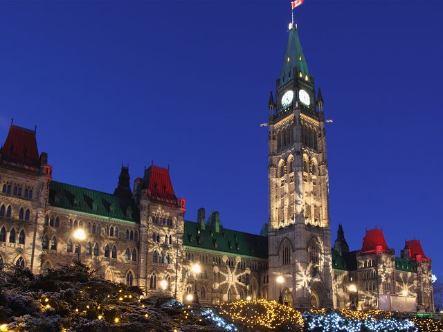 Christmas in Canada - Ottawa Parliament Buildings illumination