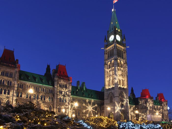 Christmas in Canada - Ottawa Parliament Buildings illumination