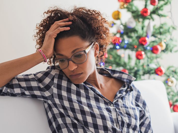 Tips for holiday safety - stressed woman