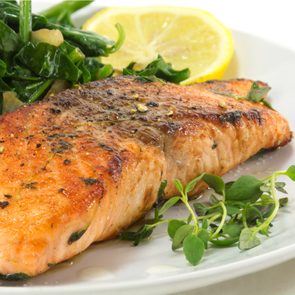 Healthiest fish - salmon on plate