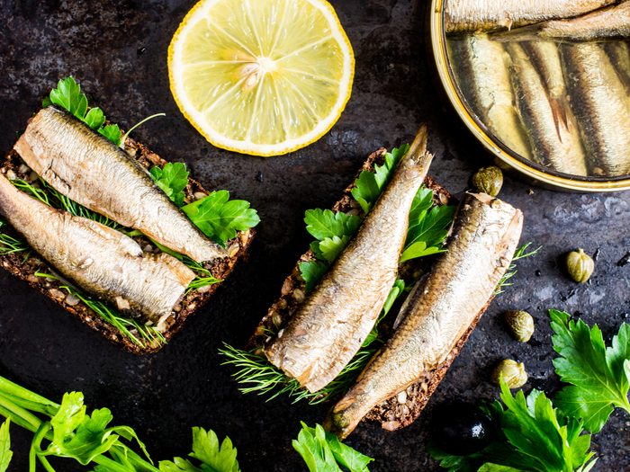Healthiest fish - a plate of sardines