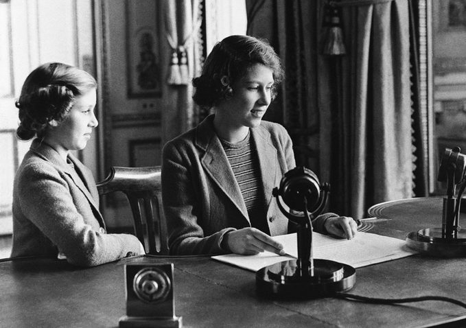 A 14 Year Old Princess Elizabeth (the Future Queen Elizabeth Ii) Making Her First Radio Broadcast On October 22 1940.