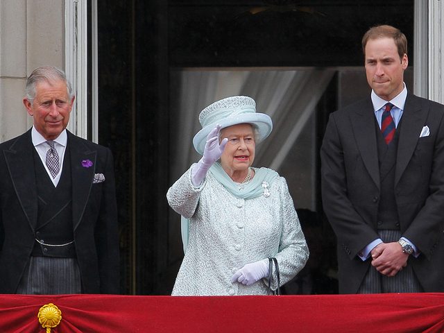Queen Elizabeth Ii With The Future Kings Prince Charles And Prince William On The Balcony Of Buckingham Palace To Commemorate The 60th Anniversary Of The Accession Of The Queen, London. 5 June 2012 Image By  Paul Cunningham