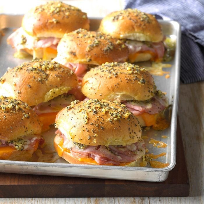 easy ways to upgrade your sandwich - Baked Ham And Colby Sandwiches Feature