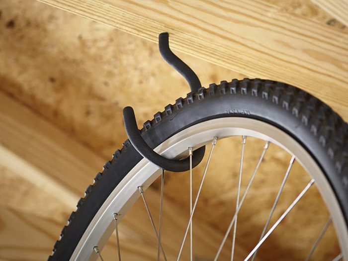 DIY Garage Storage Ideas - Bike Hung From Hook