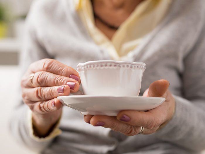 Health benefits of tea - senior drinking tea