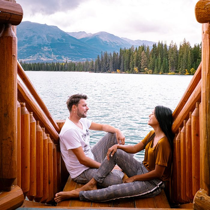 Most romantic getaways in Canada - couple at Jasper Park Lodge