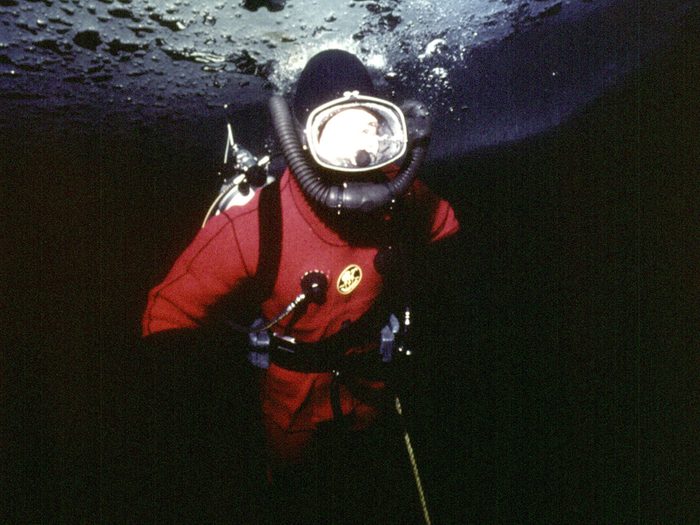 Prince Charles in Canada - ice diving in 1975