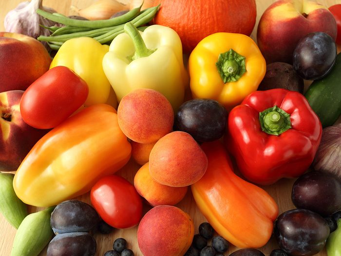 Rainbow of fruits and vegetables