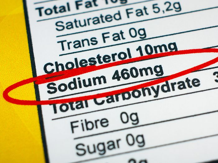 Sodium on nutrition facts label