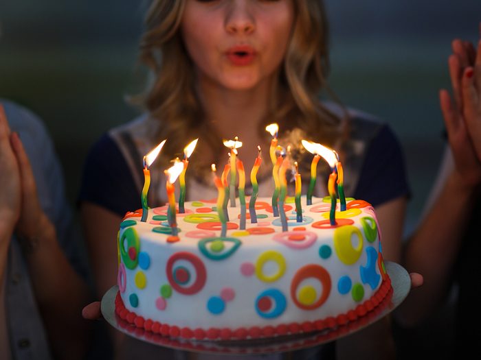 Germ-spreading habits - blowing out candles on birthday cake