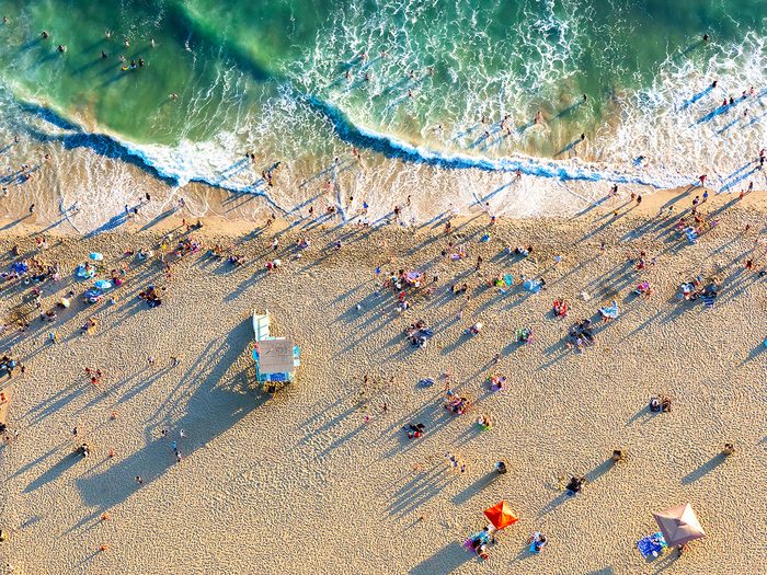 Places you can swim - Santa Monica Beach, California aerial view