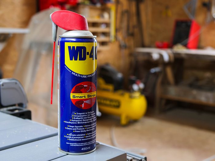Can of WD40 in workshop