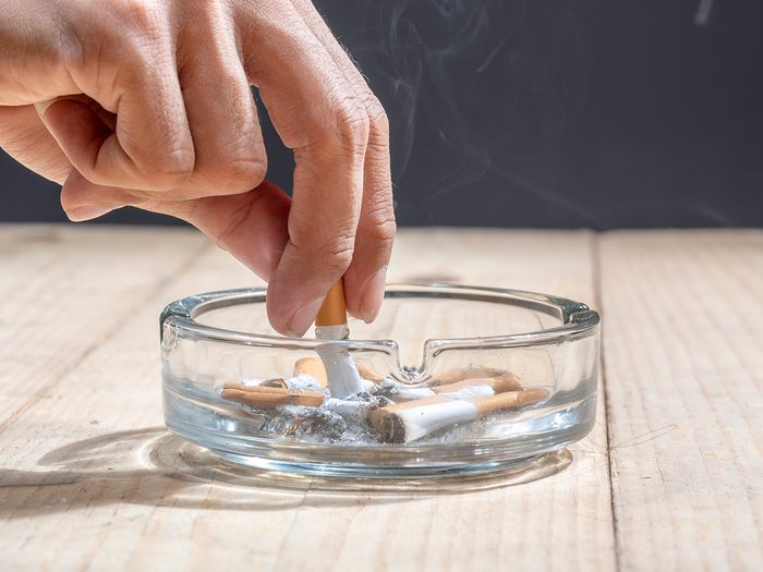 Chronic back pain causes - smoking ashtray