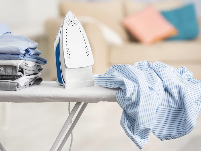 Ironing clothes with iron