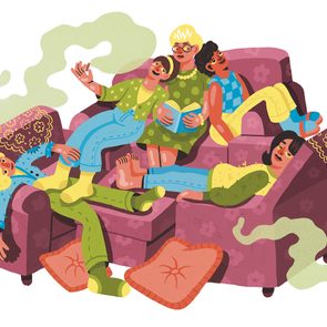 Pot Potency - an illustration of five older women smoking cannabis on a couch